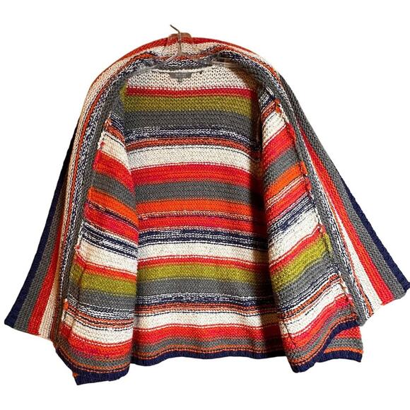 Habitat Oversized Rustic Stripes Chunky Cardigan Sweater Women Sz S Art to Wear - Picture 9 of 16